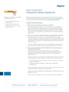 PAYPAL FOR NONPROFIT Frequently Asked Questions.